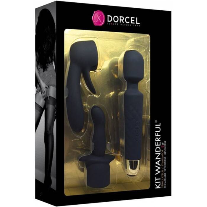 Мінівібромасажер Dorcel Kit Wanderful з насадками (анальна і вагінальна), водонепроникний