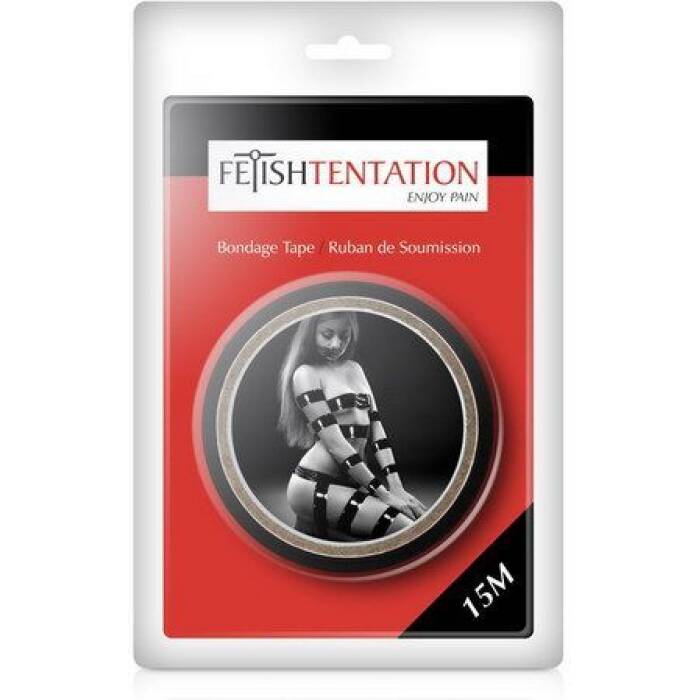 Скотч для бондажу Fetish Tentation Black (15м), не липне до шкіри і волосків, тільки сам до себе