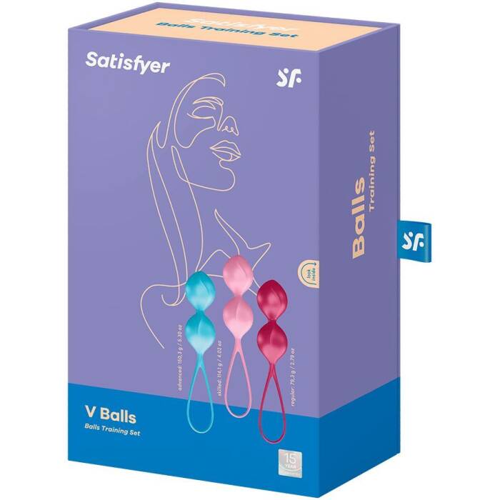 Вагінальні кульки Satisfyer V Balls (3 пари), діаметр 3,4 см, маса 79-114-150г, монолітні