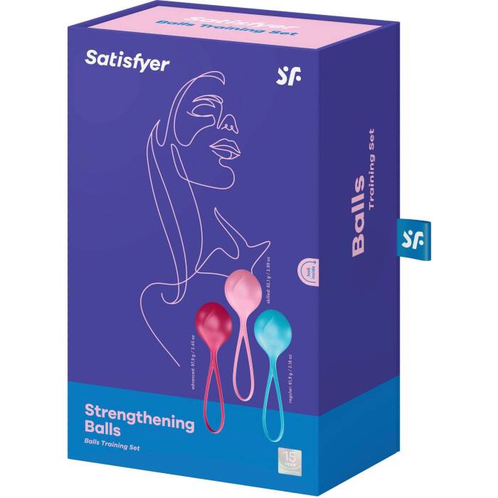 Вагінальні кульки Satisfyer Strengthening Balls (3шт), діаметр 3,8 см, маса 62-82-98г, монолітні