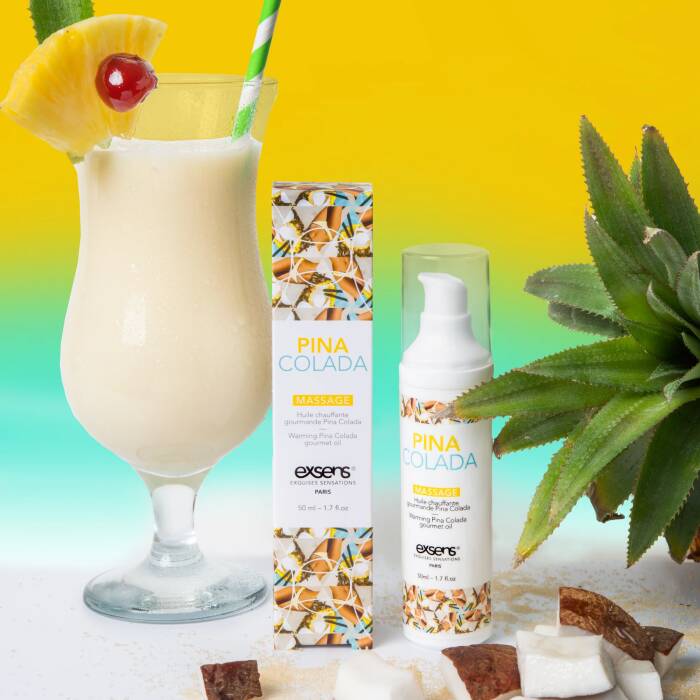 Масажна олія EXSENS Pina Colada 50мл розігріває, без цукру, без парабенів, їстівна