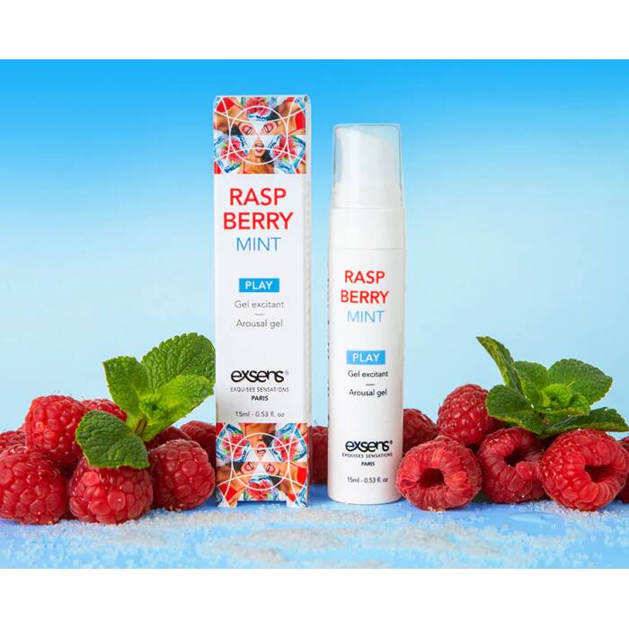 Стимулювальний гель EXSENS Kissable Raspberry Mint 15мл можна для поцілунків, охолоджувальний