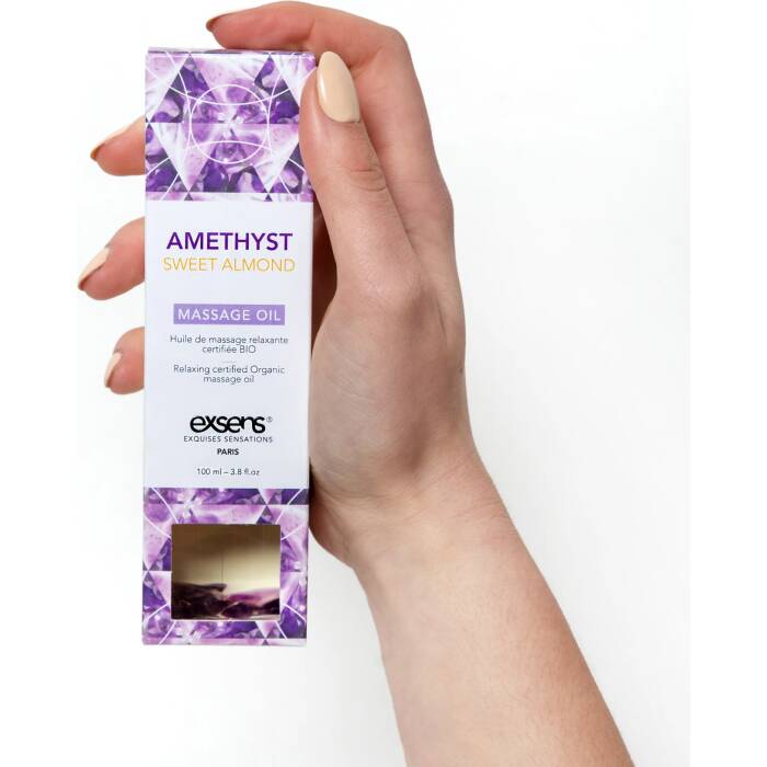 Масажна олія EXSENS Amethyst Sweet Almond (розслаблювальна, з аметистом) 100мл, натуральна