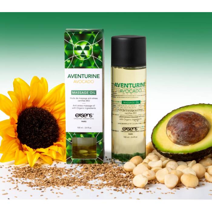 Масажна олія EXSENS Aventurine Avocado (антистрес з авантюрином) 100мл, натуральна