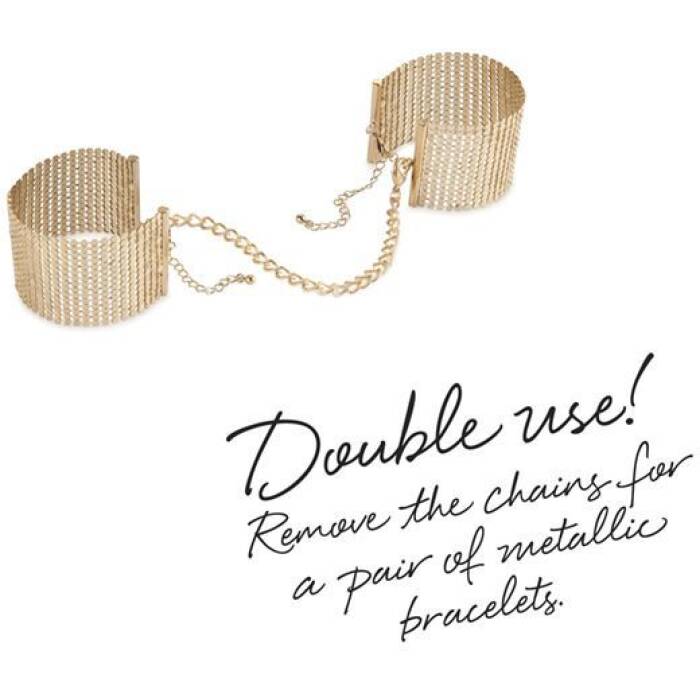Наручники Bijoux Indiscrets Desir Metallique Handcuffs - Gold, металеві, стильні браслети