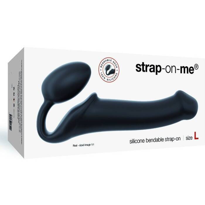 Безремінний страпон Strap-On-Me Black L, повністю регульований, діаметр 3,7 см