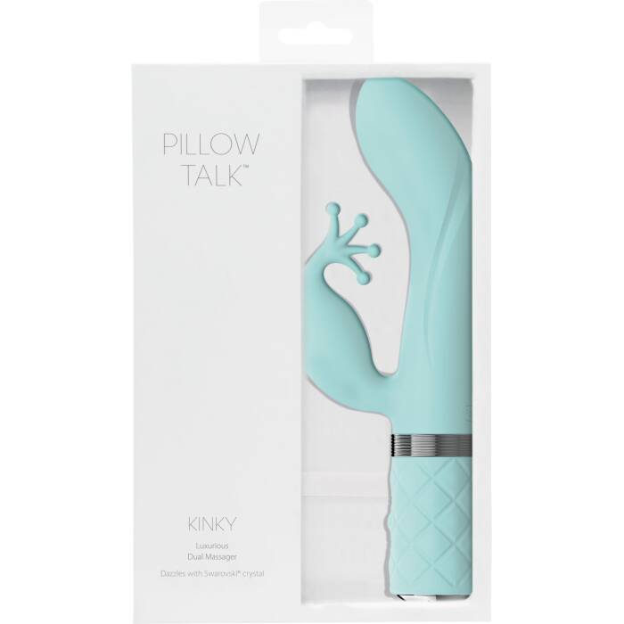 Розкішний вібратор-кролик Pillow Talk - Kinky Teal з кристалом Сваровські, потужний