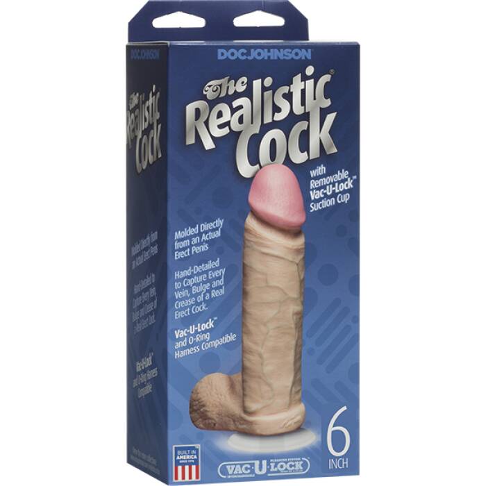 Фалоімітатор Doc Johnson The Realistic Cock 6 inch White - PVC, Vack-U-Lock, діаметр 4,3 см