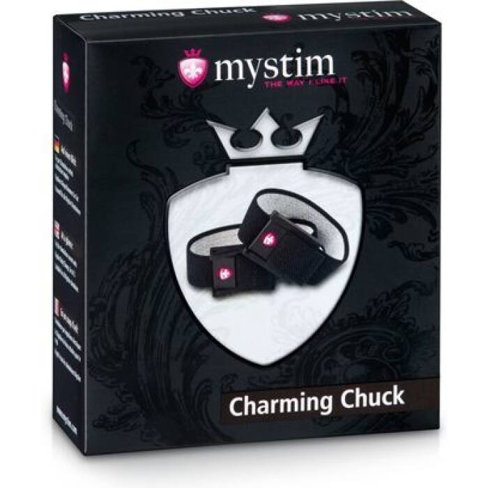 Утяжка для пеніса Mystim Charming Chuck, два регульованих текстильних ременя з електродами