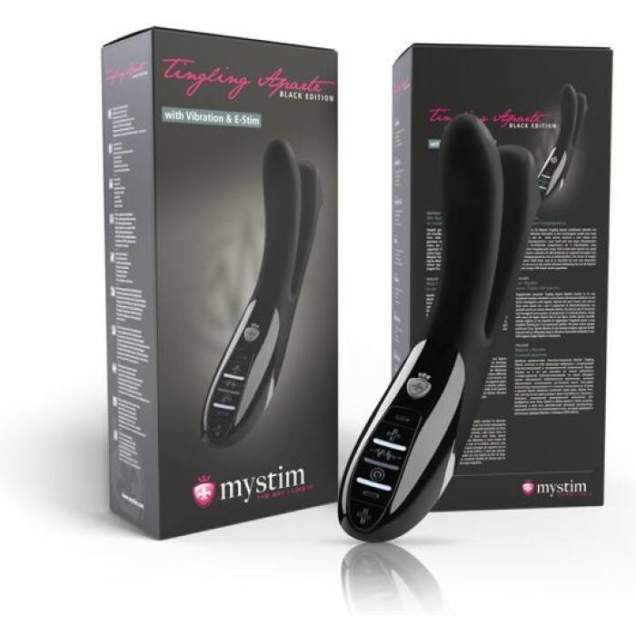 Вібратор подвійний з електростимуляцією Mystim Tingling Aparte eStim Black, міостімулятор