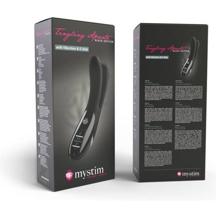 Вібратор подвійний з електростимуляцією Mystim Tingling Aparte eStim Black, міостімулятор