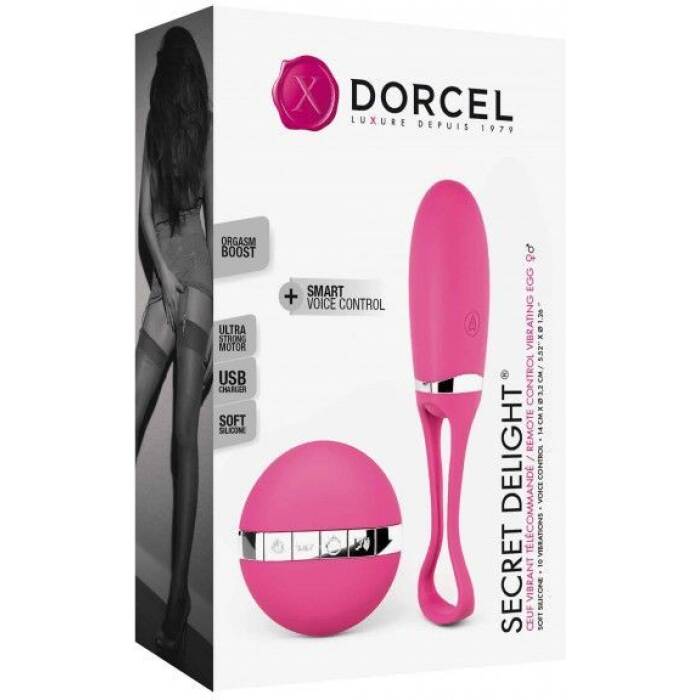 Виброяйце Dorcel Secret Delight Magenta з пультом ДК, з турборежимом і голосовим керування