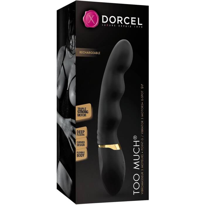 Вібратор ультрастимулювальний Dorcel Too Much Rechargeable Black, гнучкий і потужний, 3 вібромотори