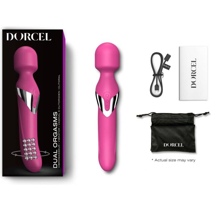 Вібромасажер 2в1 Dorcel Dual Orgasms Magenta класичний масажер і вібратор з перлинним масажем