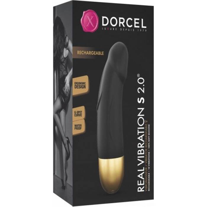 Вібратор Dorcel Real Vibration S Gold 2.0, діаметр 3,7см, перезаряджуваний, для точки G