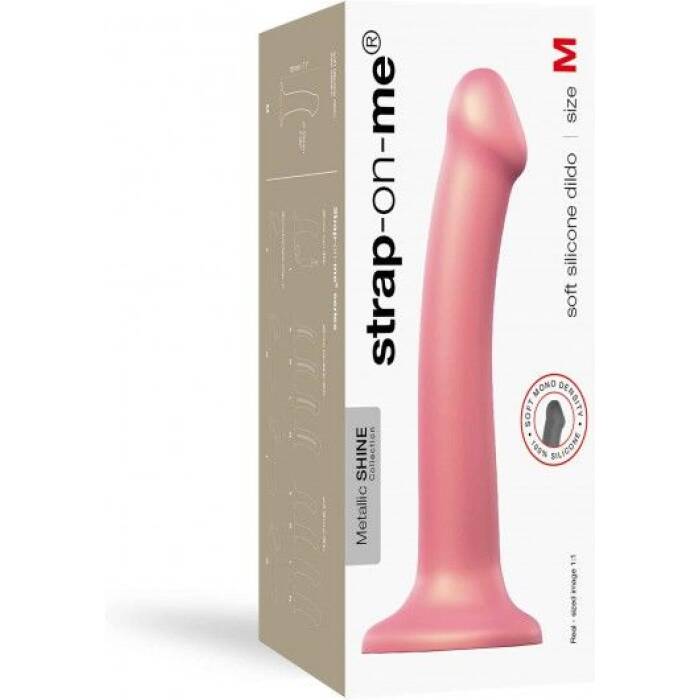 Насадка для страпону Strap-On-Me Mono Density Dildo Rose M, діам. 3,3 см, одношаровий силікон, гнучк