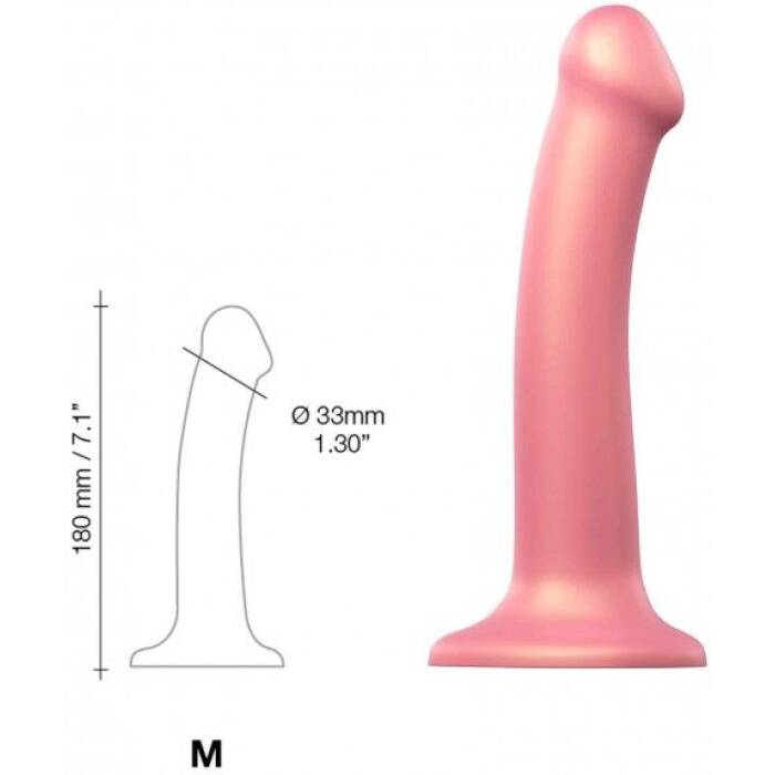 Насадка для страпону Strap-On-Me Mono Density Dildo Rose M, діам. 3,3 см, одношаровий силікон, гнучк