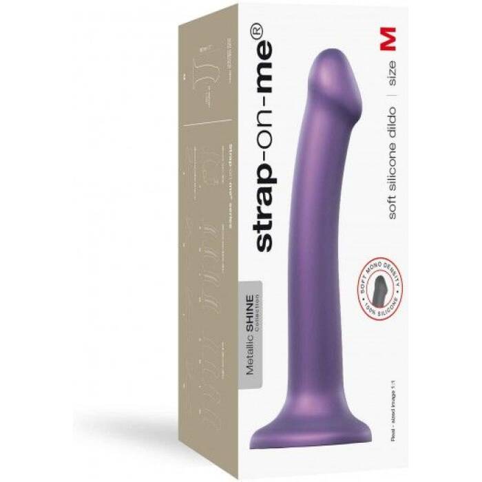 Насадка для страпону Strap-On-Me Mono Density Dildo Violet M, діам. 3,3 см, одношаровий силікон, гну