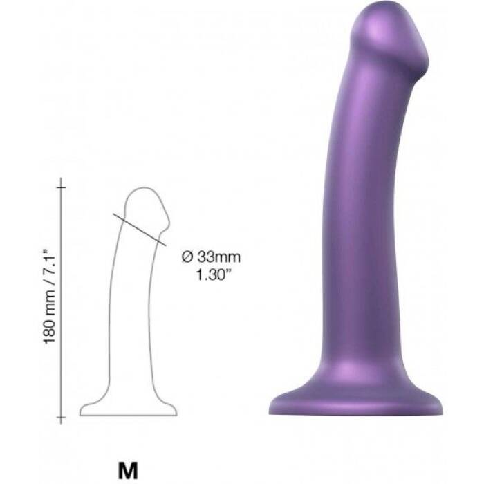 Насадка для страпону Strap-On-Me Mono Density Dildo Violet M, діам. 3,3 см, одношаровий силікон, гну