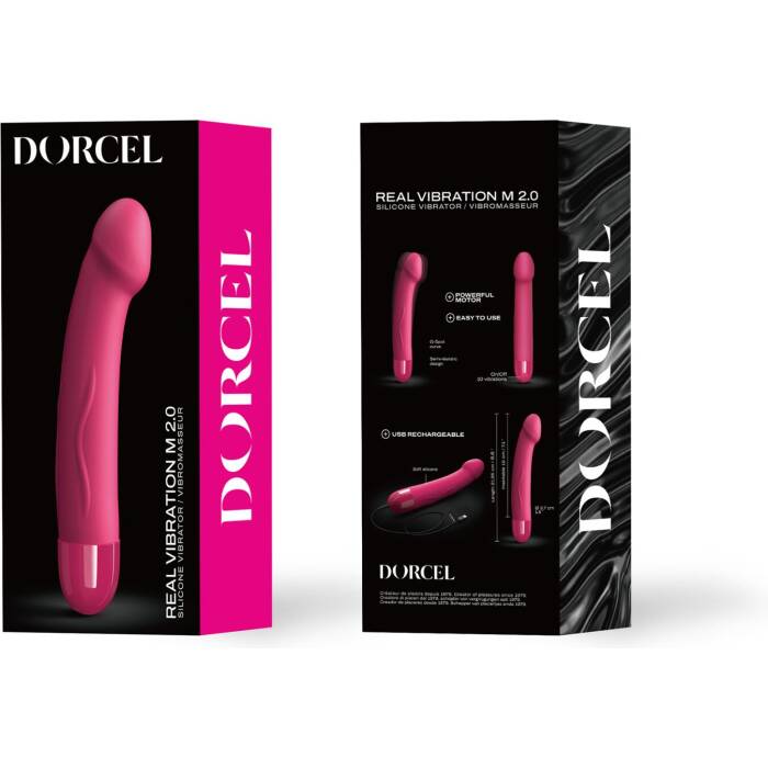 Вібратор Dorcel Real Vibration M Magenta 2.0, діаметр 3,7см, перезаряджається, для точки G