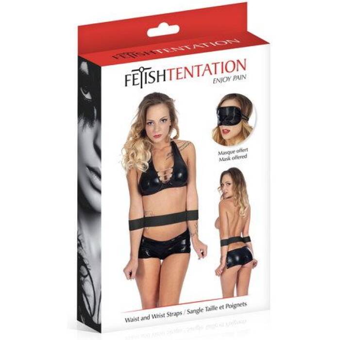 Фіксатор для талії і рук Fetish Tentation Waist and Wrist Straps з маскою на очі