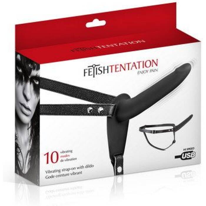 Страпон з вібрацією Fetish Tentation Vibrating Strap-On with Dildo Black