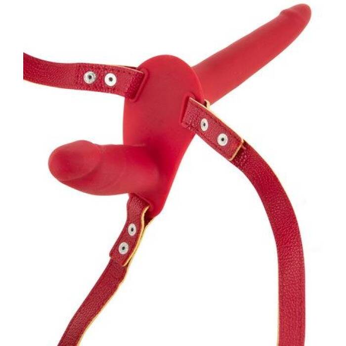 Подвійний страпон Fetish Tentation Strap-On with Double Dildo Red