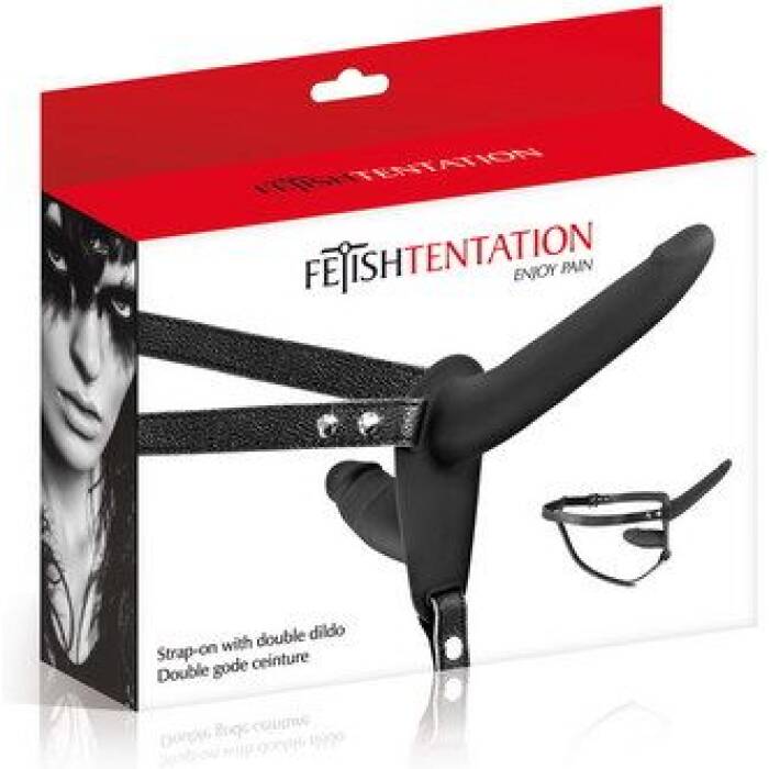 Подвійний страпон Fetish Tentation Strap-On with Double Dildo Black