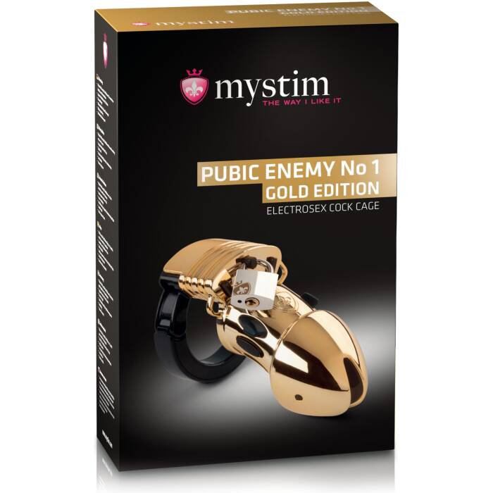 Клітка для члена з електростимуляцією Mystim Pubic Enemy No 1 - Gold Edition