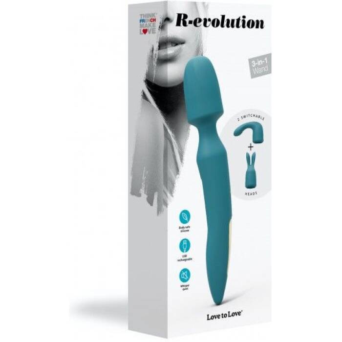 Вібромасажер з двома насадками Love To Love R-EVOLUTION TEAL ME, гнучка голівка