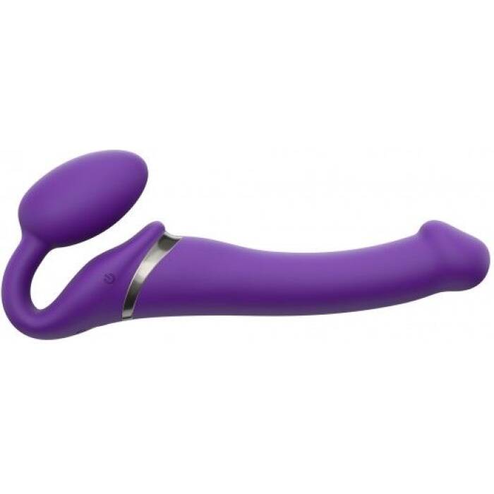 Безремінний страпон з вібрацією Strap-On-Me Vibrating Violet M, діаметр 3,8 см, пульт ДК, регульований