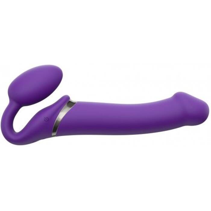 Безремінний страпон з вібрацією Strap-On-Me Vibrating Violet L, діам. 3,7 см, пульт ДК, регульований