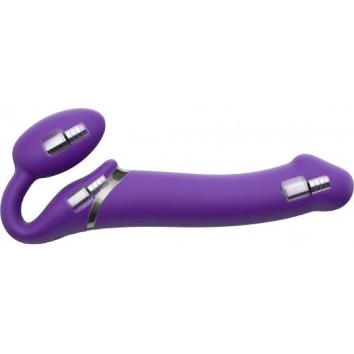 Безремінний страпон з вібрацією Strap-On-Me Vibrating Violet XL, діам. 4,7см, пульт ДК, регульований