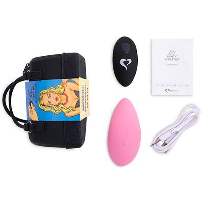 Вібратор в трусики FeelzToys Panty Vibrator Pink з пультом ДК, 6 режимів роботи, сумочка-чохол