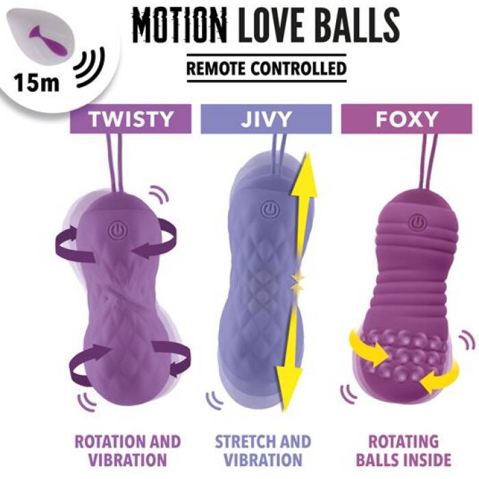 Вагінальні кульки з масажем і вібрацією FeelzToys Motion Love Balls Jivy з пультом ДК, 7 режимів