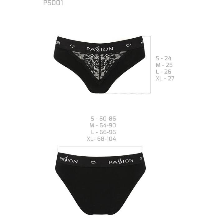 Трусики з широкою гумкою і мереживом Passion PS001 PANTIES M, black