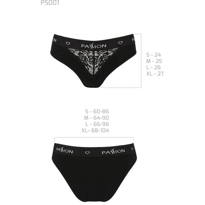 Трусики з широкою гумкою і мереживом Passion PS001 PANTIES S, black