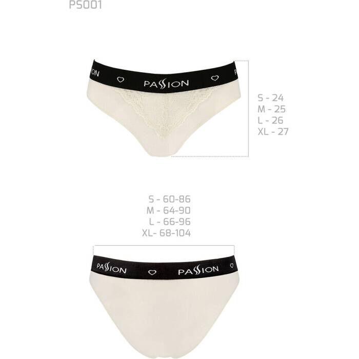 Трусики з широкою гумкою і мереживом Passion PS001 PANTIES M, ecru