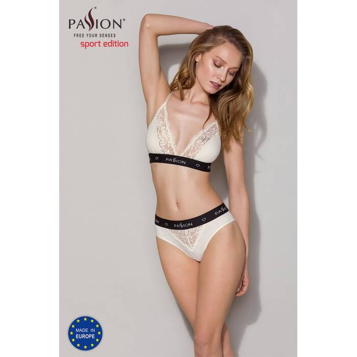 Трусики з широкою гумкою і мереживом Passion PS001 PANTIES S, ecru