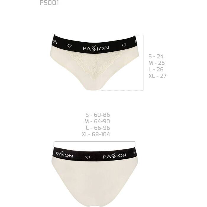 Трусики з широкою гумкою і мереживом Passion PS001 PANTIES XL, ecru