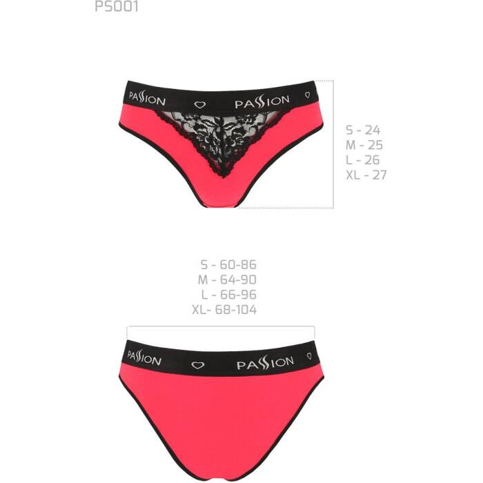 Трусики з широкою гумкою і мереживом Passion PS001 PANTIES L, red-black