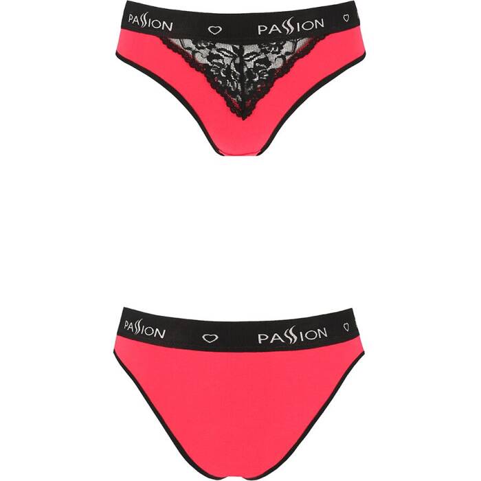 Трусики з широкою гумкою і мереживом Passion PS001 PANTIES M, red-black