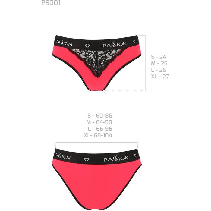 Трусики з широкою гумкою і мереживом Passion PS001 PANTIES M, red-black