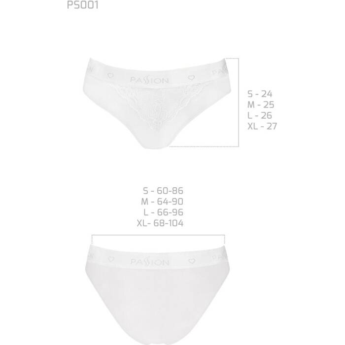 Трусики з широкою гумкою і мереживом Passion PS001 PANTIES L, white