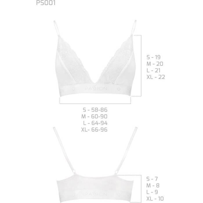 Еластичний топ з мереживом Passion PS001 TOP L, white