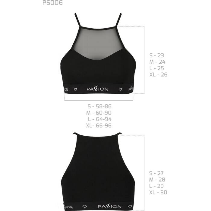 Спортивний топ з прозорою вставкою Passion PS006 TOP XL, black