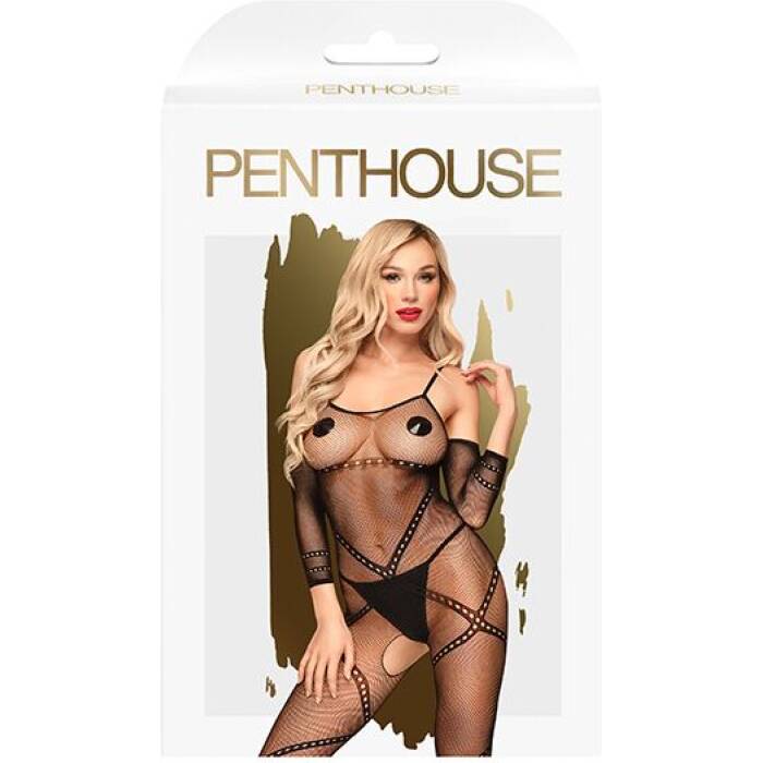 Бодістокінг з контрастним візерунком Penthouse - Under Arrest Black S/L