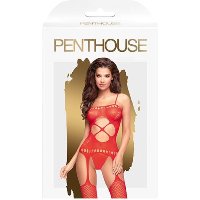 Бодістокінг з вирізом на животику Penthouse - Hot Nightfall Red S/L