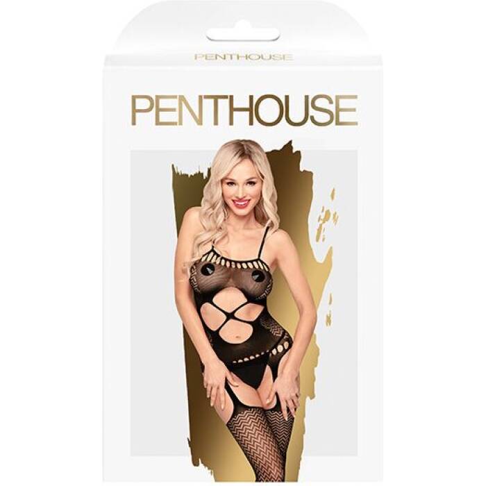 Бодістокінг з вирізом на животику Penthouse - Hot Nightfall Black S/L