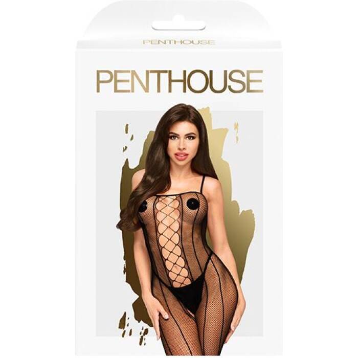 Бодістокінг зі шнурівкою та вертикальними швами Penthouse - Drop-dead Tasty Black S/L